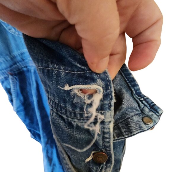Vintage Distressed Blue Denim Overalls Workwear Carpenter Style 40 x 30 - Picture 3 of 5